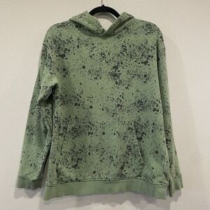 H&M Green Splatter Hoodie Sweatshirt Pocket Youth Size 14 +Fun Unique Sweater